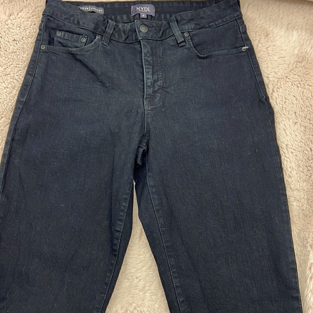 NYDJ true black Marilyn straight size 8 beaded jeans